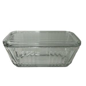 Anchor Hocking Refrigerator Dish Lidded Vintage Clear 8.5" x 4.5"